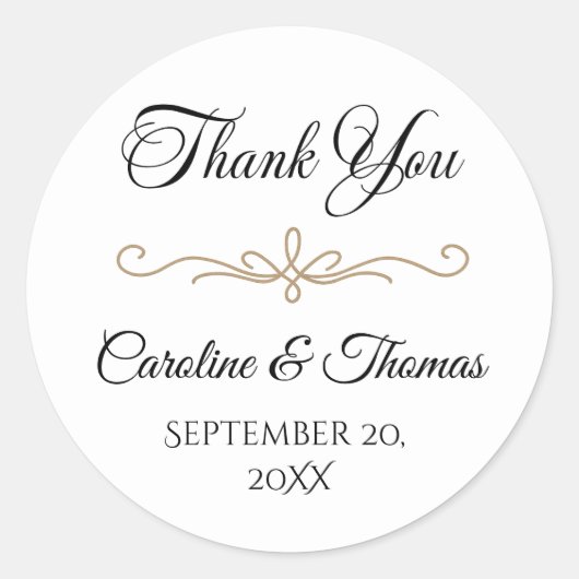 Sticker Rond Élégant Perle Or Script Mariage Romantique Perles (Devant)