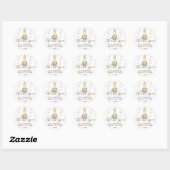 Sticker Rond Elegant Perles & Prosecco Fête des mariées Merci (Feuille)