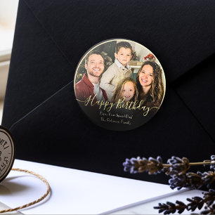 Sticker Rond Elégant Personnalisé Joyeux Anniversaire Ajoutez V