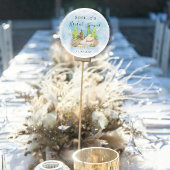 Sticker Rond Élégant Piano Violon Colombes fleurs Mariage