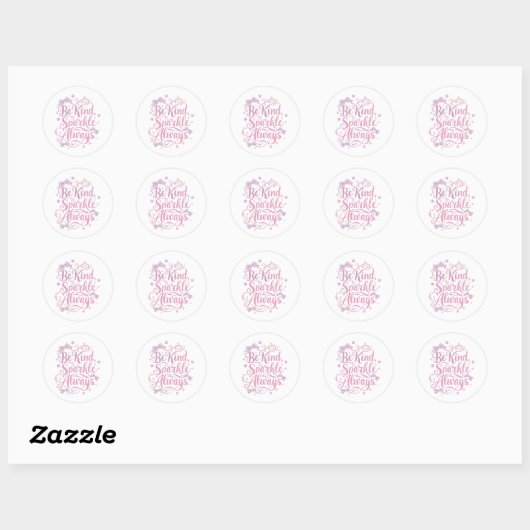 Sticker Rond Elegant Pink and Purple Sparkle Script (Feuille)