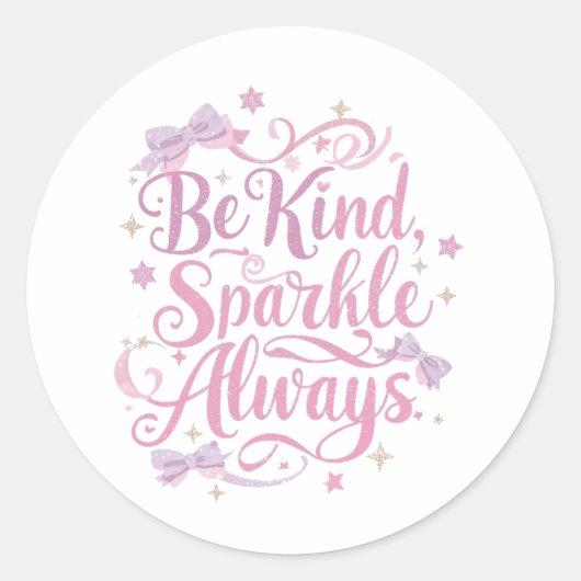 Sticker Rond Elegant Pink and Purple Sparkle Script (Devant)