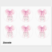 Sticker Rond Elegant Pink Bow Birthday Watercolor (Feuille)