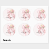 Sticker Rond Elegant Pink Bow Romantic Bridal Shower (Feuille)