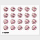 Sticker Rond Elegant Pink Carnations Baby Shower (Feuille)