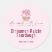 Sticker Rond Elegant Pink Cupcake Bakery Product (Devant)