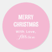 Sticker Rond Elegant Pink Minimal Simple Modern Christmas (Devant)