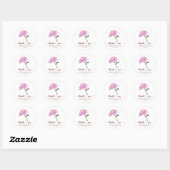 Sticker Rond Elegant Pink Peony Wedding Thank You (Feuille)