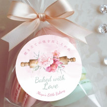 Elegant Pink Rolling Pin Baked with Love