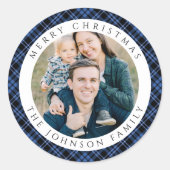 Sticker Rond Elegant Plaid Photo Christmas (Devant)