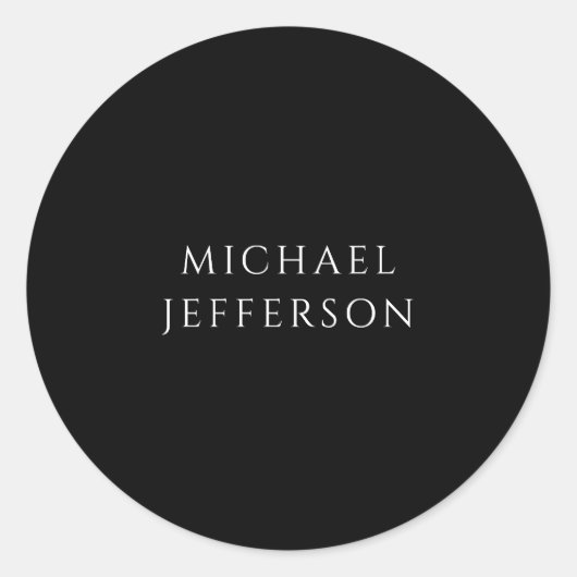 Sticker Rond Elegant Plain Black White Personalized Custom (Devant)