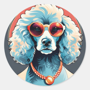 Sticker Rond Élégant portrait de caniche
