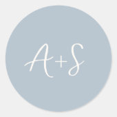 Sticker Rond Élégant Poudre bleu Mariage moderne (Devant)