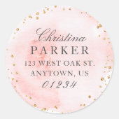 Sticker Rond Elegant Pretty Pink Gold Parties scintillant Adres (Devant)