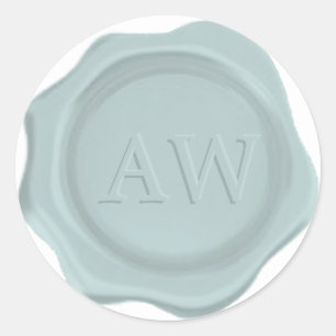 Sticker Rond Elégant Purist Blue Monogram Mariage Cire Sceau