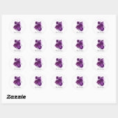 Sticker Rond Elegant purple roses Wedding customizable (Feuille)