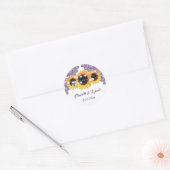 Sticker Rond Elegant Purple Rustic Sunflower Wedding (Enveloppe)