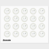 Sticker Rond Élégant rayé vert Merci (Feuille)