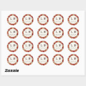 Sticker Rond Elegant Red and White Floral Pattern (Feuille)