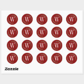 Sticker Rond Elegant Red Christmas Greenery Monogram Wreath (Feuille)