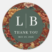 Sticker Rond Elegant Red Floral Pheasant Motive (Devant)