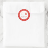 Sticker Rond Elegant Red Initials (Sac)