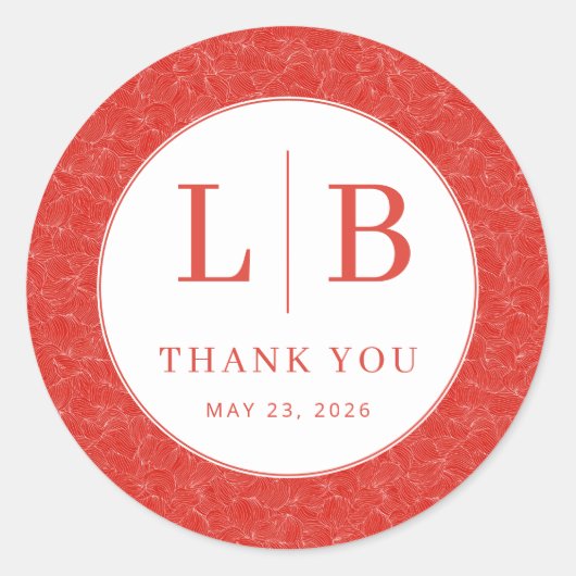Sticker Rond Elegant Red Initials (Devant)