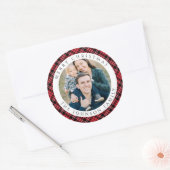 Sticker Rond Elegant Red Plaid Photo Christmas (Enveloppe)