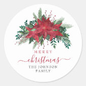 Sticker Rond Elegant Red Poinsettia Christmas (Devant)
