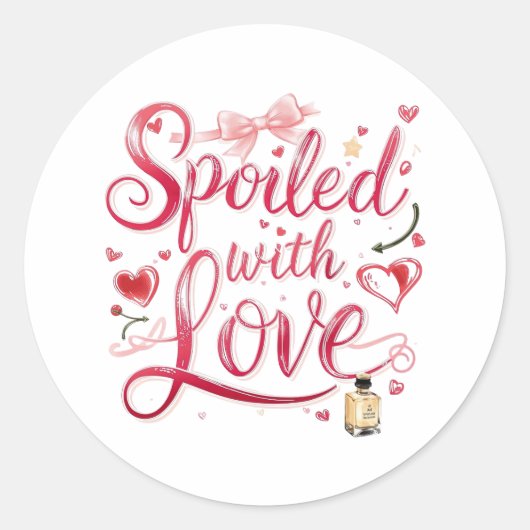 Sticker Rond Elegant Red Script with Champagne (Devant)