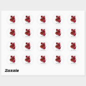 Sticker Rond Elegant red Wedding roses customizable (Feuille)