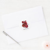 Sticker Rond Elegant red Wedding roses customizable (Enveloppe)