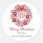 Sticker Rond Elegant Red white Christmas Wreath  (Devant)