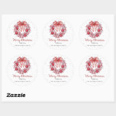 Sticker Rond Elegant Red white Christmas Wreath  (Feuille)