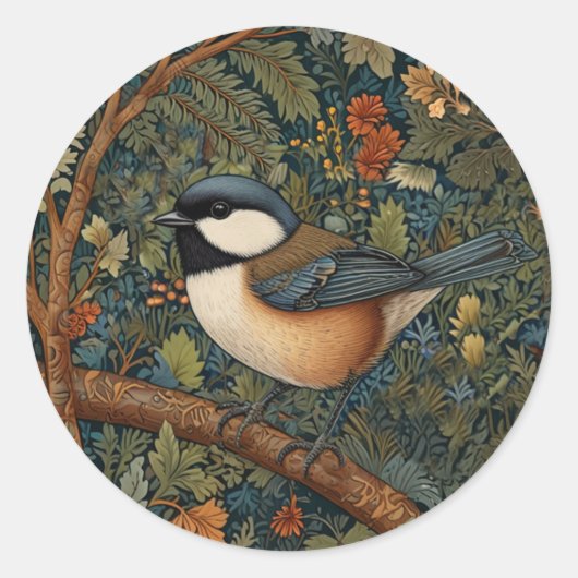 Sticker Rond Elegant Retro Art Nouveau woodland bird (Devant)