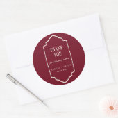 Sticker Rond Elegant Retro Checkered Burgundy Wedding (Enveloppe)