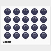 Sticker Rond Elegant Romantic Navy Wedding Ribbon & Bow (Feuille)