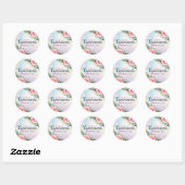Sticker Rond Élégant Romantique Floral Quinceañera (Feuille)