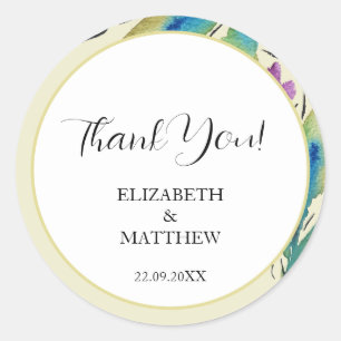 Sticker Rond Élégant romantique violet Fleur sauvage aquarelle 