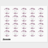 Sticker Rond Elégant Rose aquarelle Mariage minimal Accueil (Feuille)
