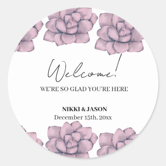 Sticker Rond Elégant Rose aquarelle Mariage minimal Accueil (Devant)