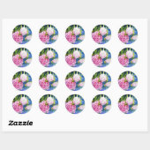 Sticker Rond Elégant rose blanc classique aquarelle floral (Feuille)
