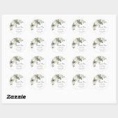 Sticker Rond Élégant Rose blanc ivoire Floral Mariage (Feuille)