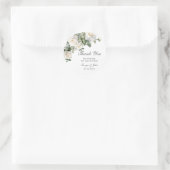 Sticker Rond Élégant Rose blanc ivoire Floral Mariage (Sac)