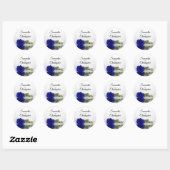Sticker Rond Élégant Rose bleu royal miroir Mariage (Feuille)