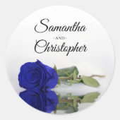 Sticker Rond Élégant Rose bleu royal miroir Mariage (Devant)