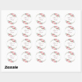 Sticker Rond Elégant rose bordeaux rose script mariage faveur (Feuille)