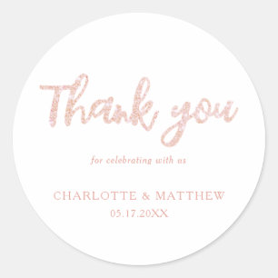 Sticker Rond Élégant Rose brillant Mariage Parties scintillant