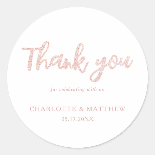 Sticker Rond Élégant Rose brillant Mariage Parties scintillant  (Devant)