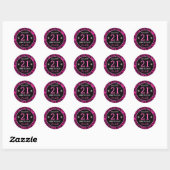 Sticker Rond Élégant rose chaud et noir Parties scintillant Fle (Feuille)